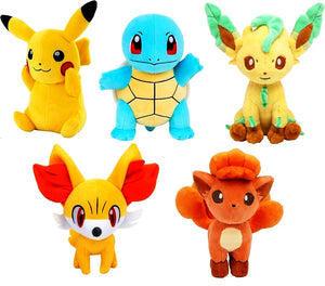 Pokemon 8" Assortment Plush - Pikachu, Squirtle, Leafeon, Fennekin & Vulpix