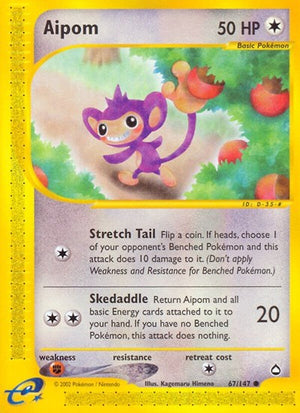 Pokemon TCG - Aquapolis - Aipom - 067/147 - Reverse Holofoil