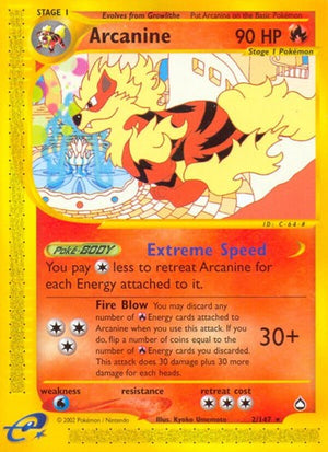 Pokemon TCG - Aquapolis - Arcanine - 002/147 - Reverse Holofoil