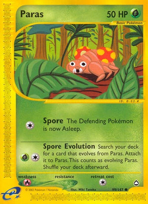 Pokemon TCG - Aquapolis - Paras - 099/147 - Reverse Holofoil