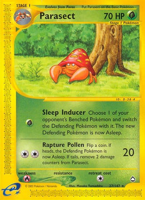 Pokemon TCG - Aquapolis - Parasect - 027/147 - Reverse Holofoil