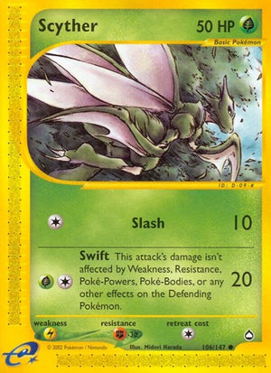 Pokemon TCG - Aquapolis - Scyther - 106/147 - Reverse Holofoil