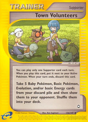 Pokemon TCG - Aquapolis - Town Volunteers - 136/147 - Reverse Holofoil