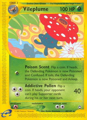 Pokemon TCG - Aquapolis - Vileplume - 043/147 - Reverse Holofoil