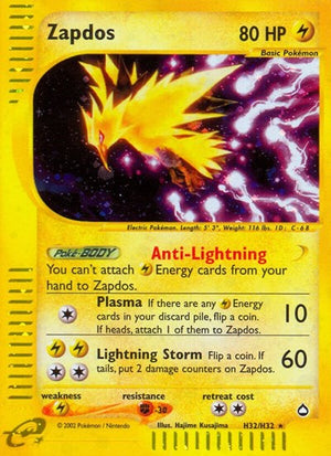 Pokemon TCG - Aquapolis - Zapdos - H32/H32