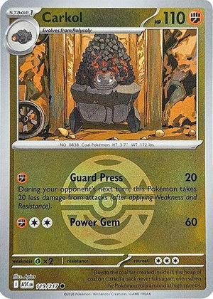 Pokemon TCG - ME: Ascended Heroes - Carkol - 119/217 - Reverse Holofoil