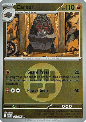 Pokemon TCG - ME: Ascended Heroes - Carkol - 119/217 - Reverse Holofoil