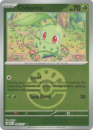 Pokemon TCG - ME: Ascended Heroes - Chikorita - 008/217 - Friend Ball Reverse Holofoil