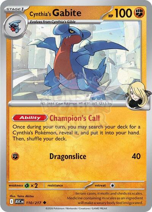 Pokemon TCG - ME: Ascended Heroes - Cynthia's Gabite - 110/217