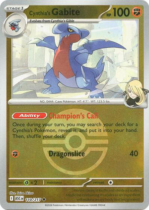 Pokemon TCG - ME: Ascended Heroes - Cynthia's Gabite - 110/217 - Poke Ball Reverse Holofoil