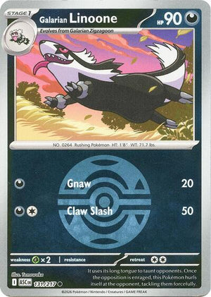 Pokemon TCG - ME: Ascended Heroes - Galarian Linoone - 131/217 - Dusk Ball Reverse Holofoil