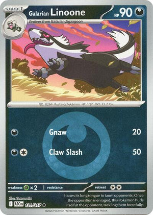 Pokemon TCG - ME: Ascended Heroes - Galarian Linoone - 131/217 - Energy Symbol Reverse Holofoil