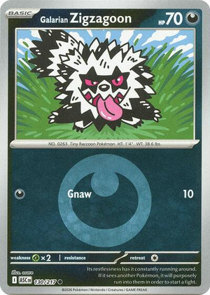 Pokemon TCG - ME: Ascended Heroes - Galarian Zigzagoon - 130/217 - Energy Symbol Reverse Holofoil