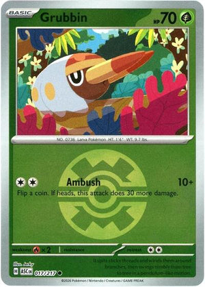 Pokemon TCG - ME: Ascended Heroes - Grubbin - 017/217 - Reverse Holofoil