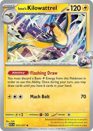 Pokemon TCG - ME: Ascended Heroes - Iono's Kilowattrel - 072/217 - Holofoil