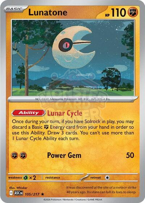 Pokemon TCG - ME: Ascended Heroes - Lunatone - 105/217 - Holofoil