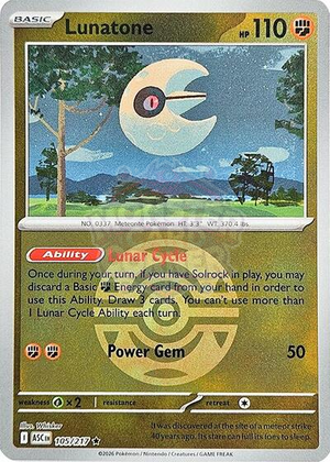 Pokemon TCG - ME: Ascended Heroes - Lunatone - 105/217 - Reverse Holofoil