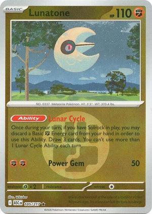 Pokemon TCG - ME: Ascended Heroes - Lunatone - 105/217 - Energy Symbol Reverse Holofoil