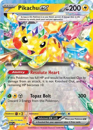 Pokemon TCG - ME: Ascended Heroes - Pikachu ex - 057/217 - Holofoil