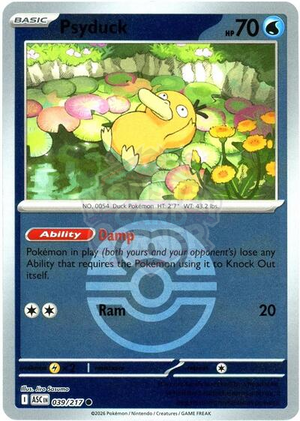 Pokemon TCG - ME: Ascended Heroes - Psyduck - 039/217 - Reverse Holofoil