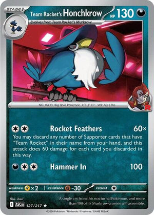 Pokemon TCG - ME: Ascended Heroes - Team Rocket's Honchkrow - 127/217 - Holofoil