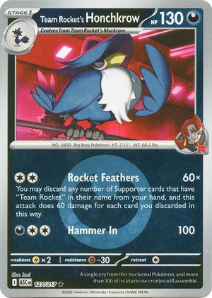 Pokemon TCG - ME: Ascended Heroes - Team Rocket's Honchkrow - 127/217 - Energy Symbol Reverse Holofoil