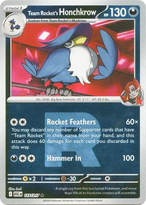 Pokemon TCG - ME: Ascended Heroes - Team Rocket's Honchkrow - 127/217 - Team Rocket Reverse Holofoil