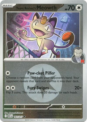 Pokemon TCG - ME: Ascended Heroes - Team Rocket's Meowth - 161/217 - Energy Symbol Reverse Holofoil