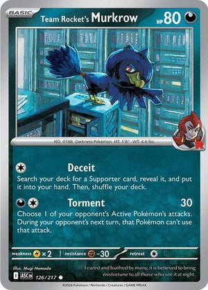 Pokemon TCG - ME: Ascended Heroes - Team Rocket's Murkrow - 126/217