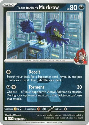 Pokemon TCG - ME: Ascended Heroes - Team Rocket's Murkrow - 126/217 - Team Rocket Reverse Holofoil