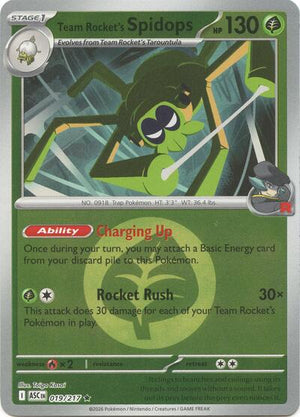 Pokemon TCG - ME: Ascended Heroes - Team Rocket's Spidops - 019/217 - Energy Symbol Reverse Holofoil