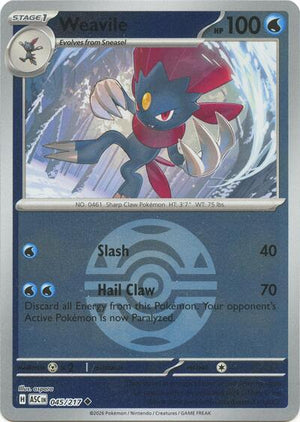 Pokemon TCG - ME: Ascended Heroes - Weavile - 045/217 - Dusk Ball Reverse Holofoil