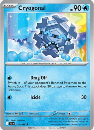 Pokemon TCG - SV10.5: Black Bolt - Cryogonal - 027/086 - Masterball - Holofoil