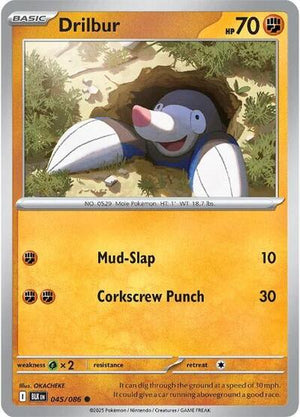 Pokemon TCG - SV10.5: Black Bolt - Drilbur - 045/086 - Masterball - Holofoil