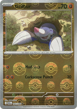 Pokemon TCG - SV10.5: Black Bolt - Drilbur - 045/086 - Pokeball - Holofoil