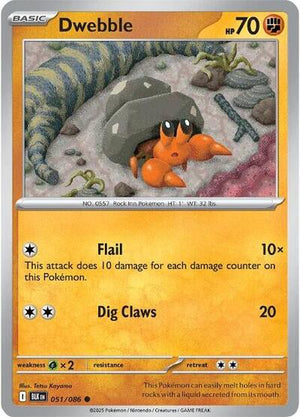 Pokemon TCG - SV10.5: Black Bolt - Dwebble - 051/086 - Reverse Holofoil