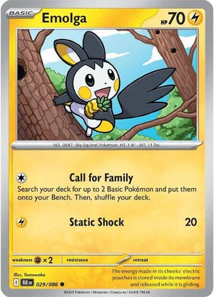 Pokemon TCG - SV10.5: Black Bolt - Emolga - 029/086 - Reverse Holofoil