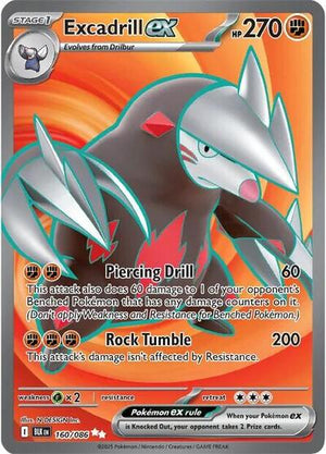Pokemon TCG - SV10.5: Black Bolt - Excadrill ex - 160/086 - Holofoil