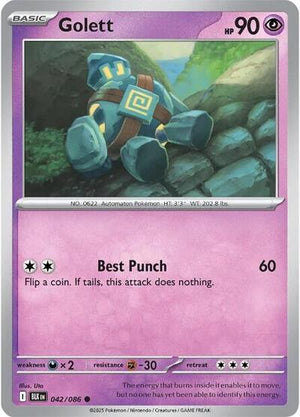 Pokemon TCG - SV10.5: Black Bolt - Golett - 042/086 - Masterball - Holofoil