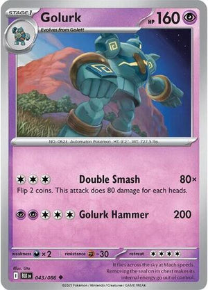 Pokemon TCG - SV10.5: Black Bolt - Golurk - 043/086 - Reverse Holofoil