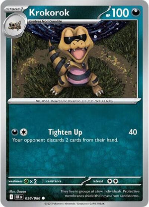 Pokemon TCG - SV10.5: Black Bolt - Krokorok - 058/086 - Reverse Holofoil