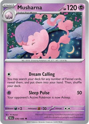 Pokemon TCG - SV10.5: Black Bolt - Musharna - 036/086 - Masterball - Holofoil