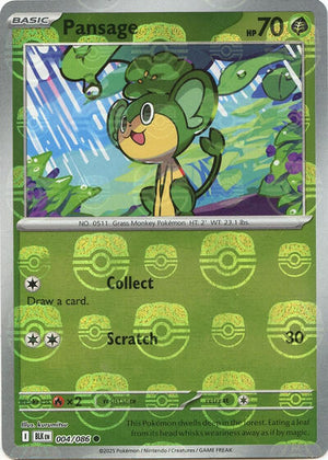 Pokemon TCG - SV10.5: Black Bolt - Pansage - 004/086 - Masterball - Holofoil