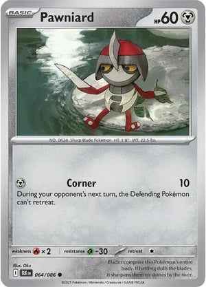 Pokemon TCG - SV10.5: Black Bolt - Pawniard - 064/086 - Masterball - Holofoil