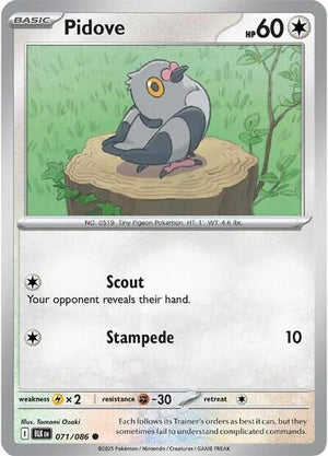 Pokemon TCG - SV10.5: Black Bolt - Pidove - 071/086 - Reverse Holofoil