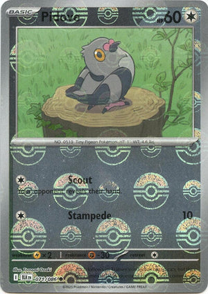 Pokemon TCG - SV10.5: Black Bolt - Pidove - 071/086 - Pokeball - Holofoil