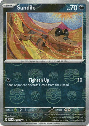 Pokemon TCG - SV10.5: Black Bolt - Sandile - 057/086 - Masterball - Holofoil
