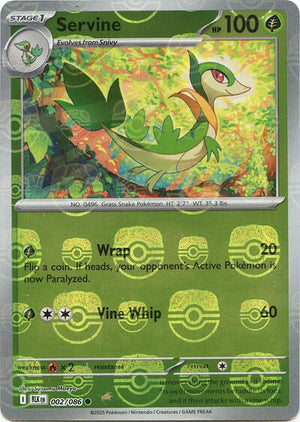 Pokemon TCG - SV10.5: Black Bolt - Servine - 002/086 - Masterball - Holofoil