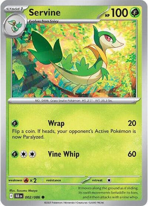 Pokemon TCG - SV10.5: Black Bolt - Servine - 002/086 - Pokeball - Holofoil