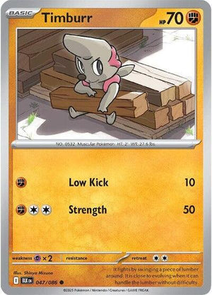 Pokemon TCG - SV10.5: Black Bolt - Timburr - 047/086 - Reverse Holofoil